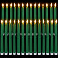 Baquler 25 Pcs 9.7 Inch LED Flameless Taper Candles Bulk, Green