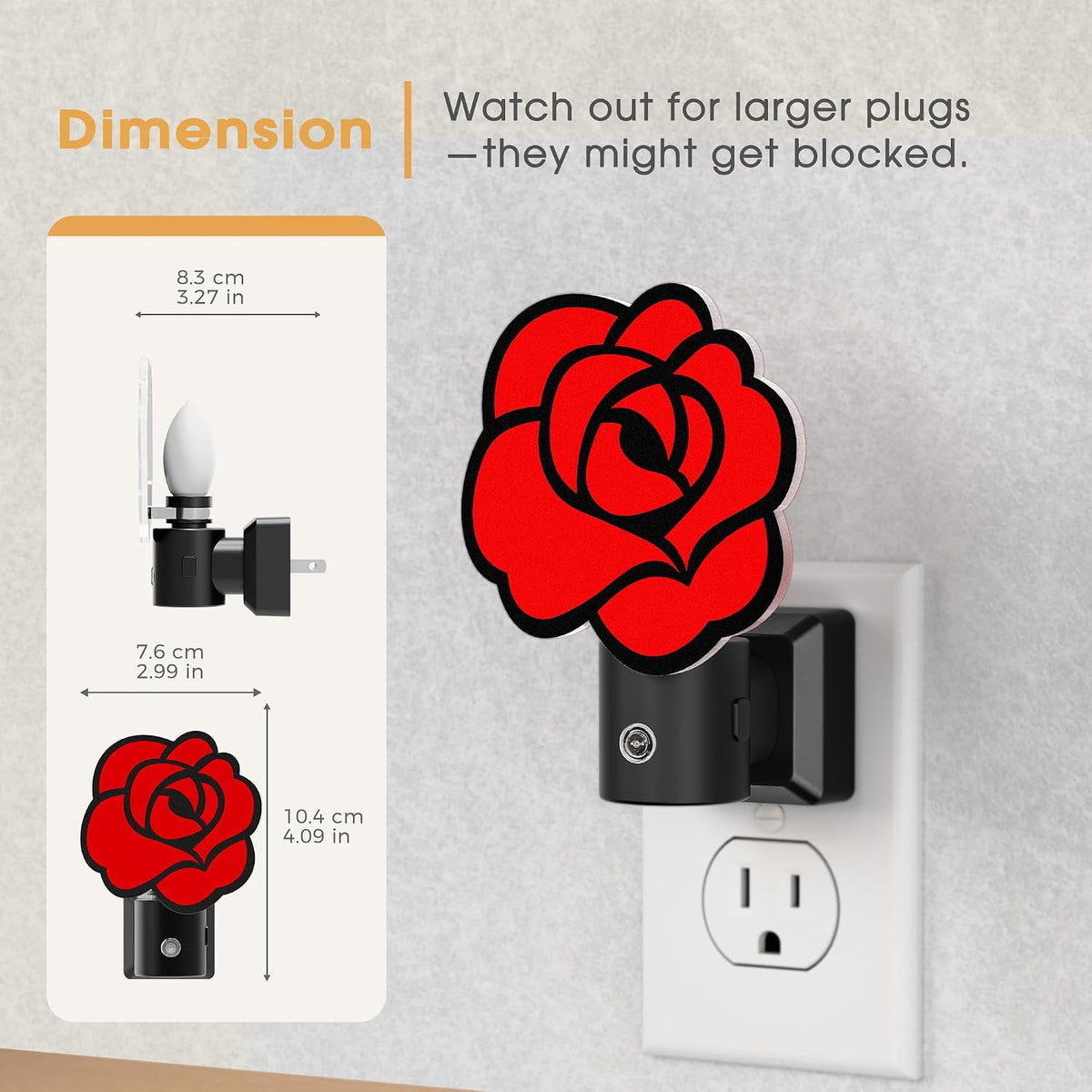 Briignite Flower Night Light, Rose Night Lights Plug into Wall Dimmable