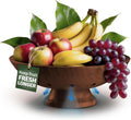 Fruit Bowl for Kitchen Counter - Brown Wooden Fruit Bowl, Latge Fruit Basket with Pedestal Base, Vented Bamboo Fruit Holder for Fruits, Vegetable Storage, Kitchen Countertop Organizer 11 x 4.5 Inches