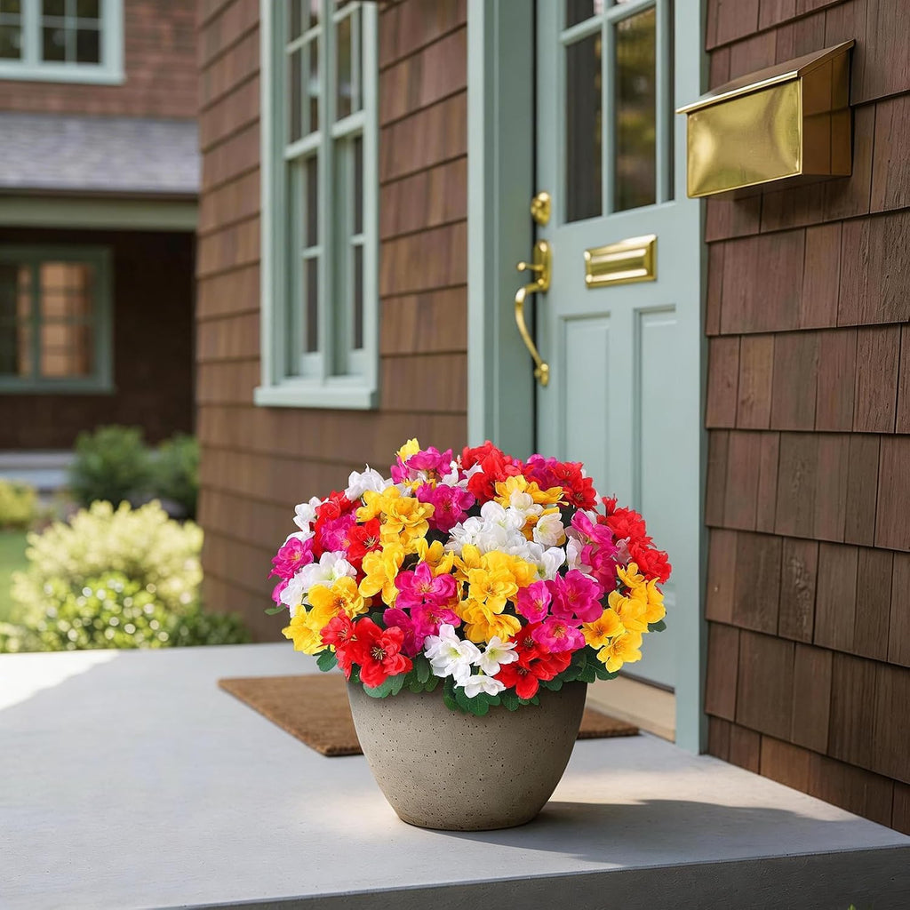 8 Bundles 16" Artificial Azalea Flower Bouquet for Front Door(Mixed Color)