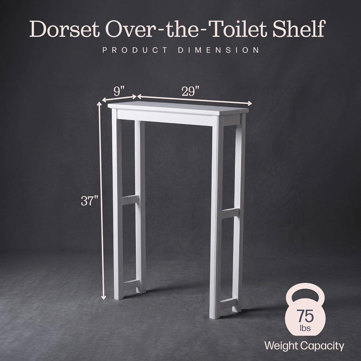 Alaterre Furniture Dorset Over the Toilet Storage Shelf, White, 29”W x 37”H