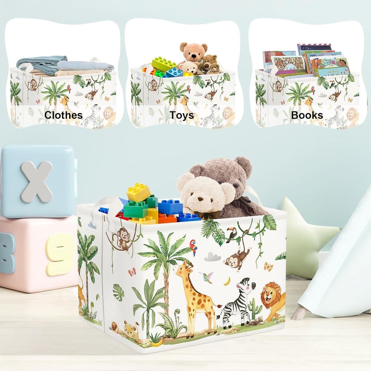 Clastyle Kid Storage Basket Woodland Vine Animal Foldable Laundry Hamper