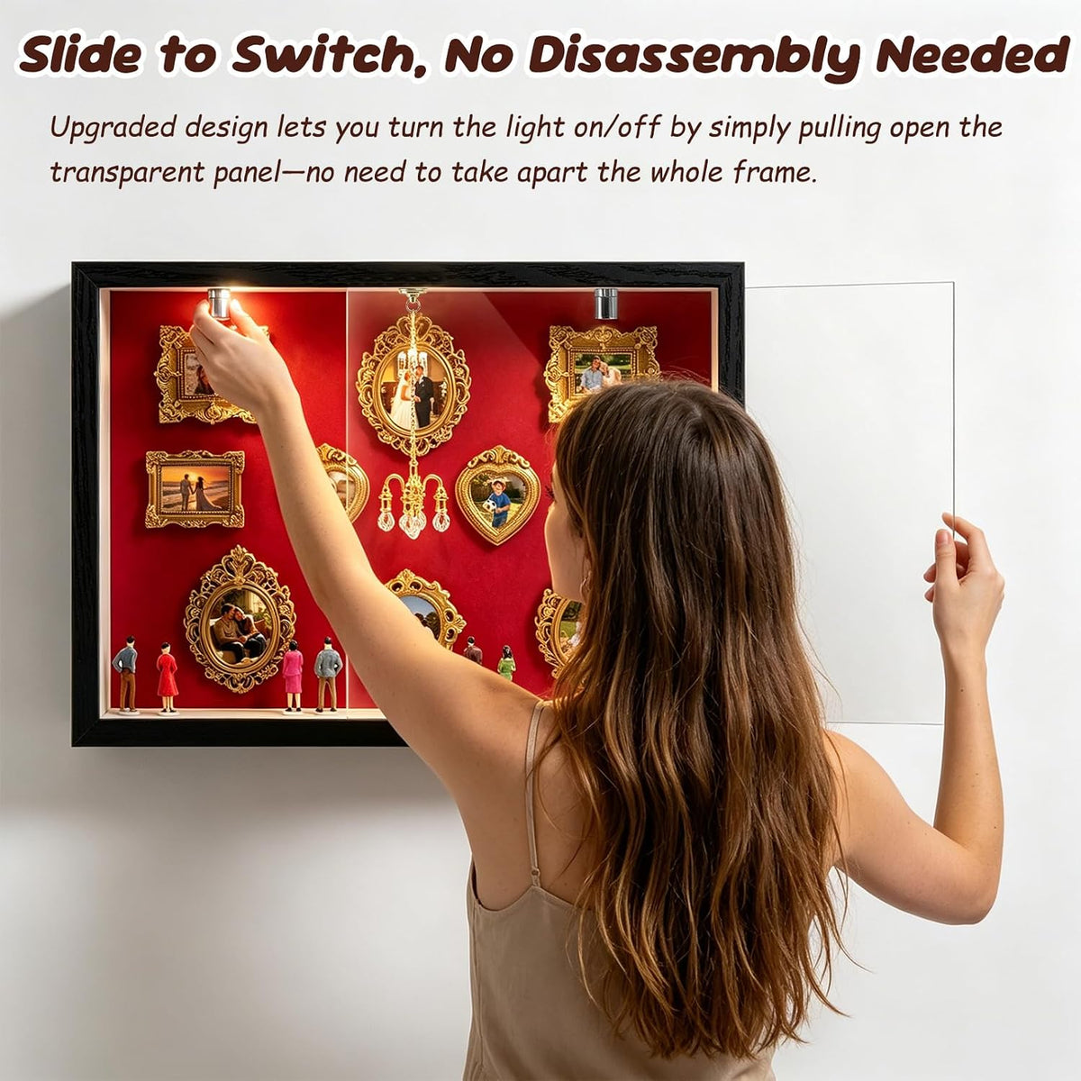 DIY Mini Museum Silhouette Box, Shadow Box Frame Kit, Red