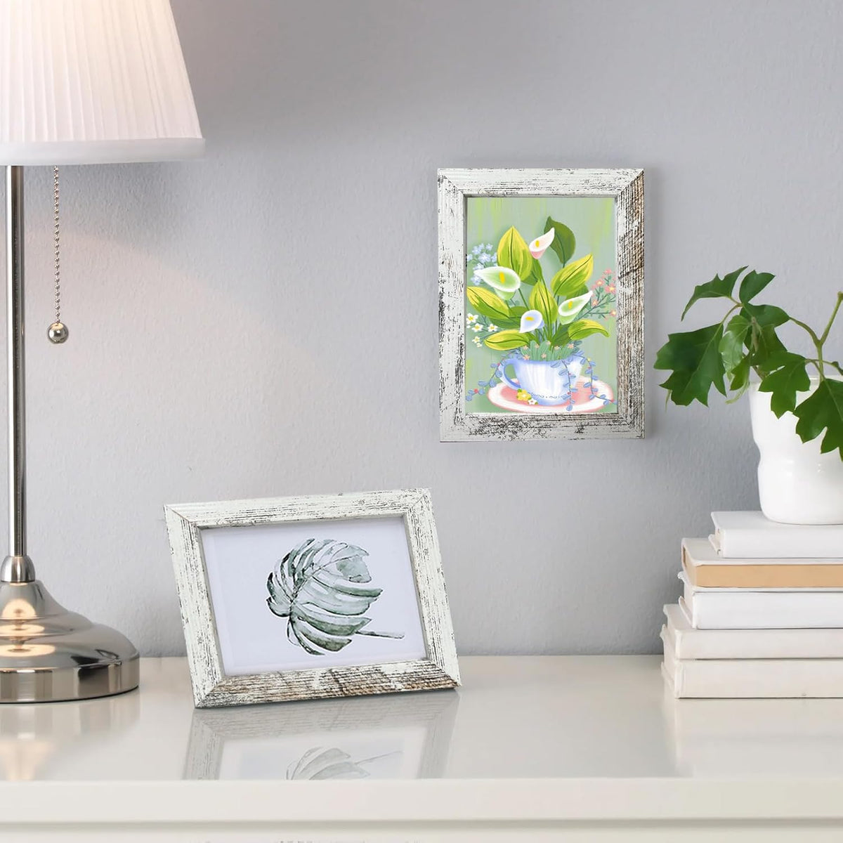 Rustic Picture Frames,10 Pack Collage Picture Frames,Gallery Wall Frame Set with Two 8x10, Four 5x7, Four 4x6, Farmhouse wood Photo Frames for living room Wall Gallery Decor or Desk, rustic white
