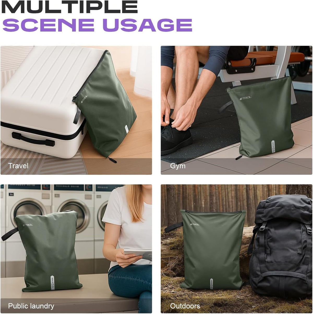 Mesh Laundry Bag for Travel, Gym, College, and Camping – Large Washable Zippered Dirty Clothes Organizer with Breathable Fabric – Portable Laundry Hamper for Sports, Healthcare Workers – Grey