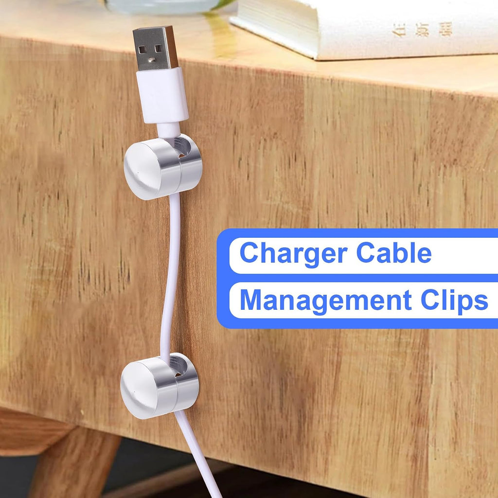 SmallCat 5 Sets Charger Holders for Cords, Silver Cable Anchor Holders