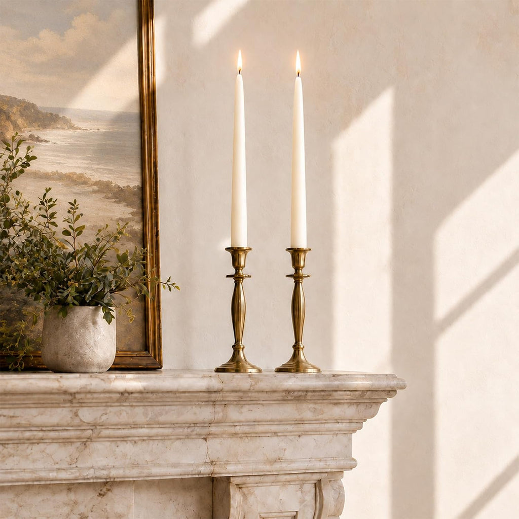 White Beeswax Taper Candles,8" Long Candlestick,smokeless dripless unscented Natural Beeswax Candles.for Gift,Mother's Day (White, 12 Pack)