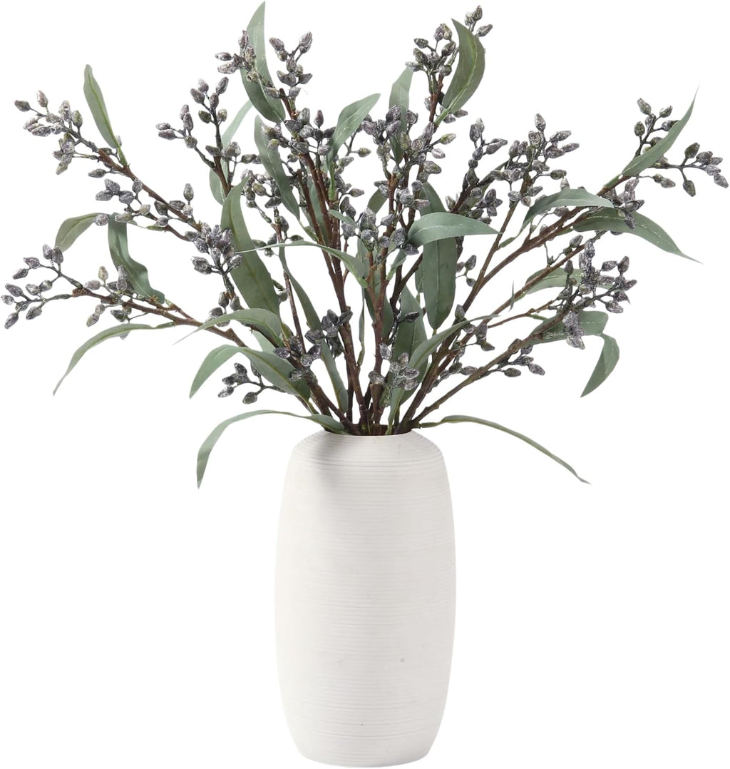 Faux Seeded Willow Eucalyptus Stems, 4Pcs Gray Artificial Greenery