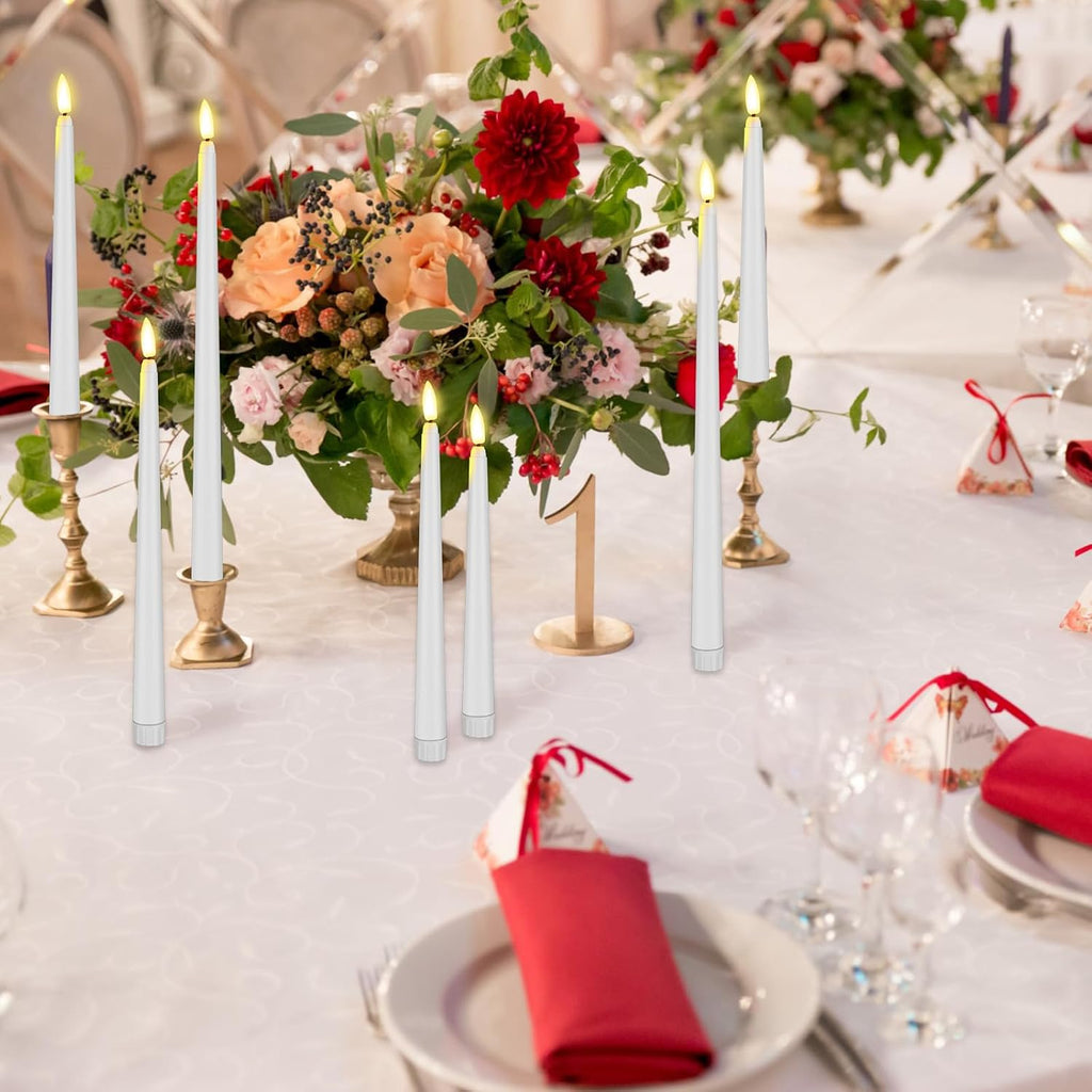 Rossesay 48 Pcs Flameless Taper Candles LED Taper Candles, White