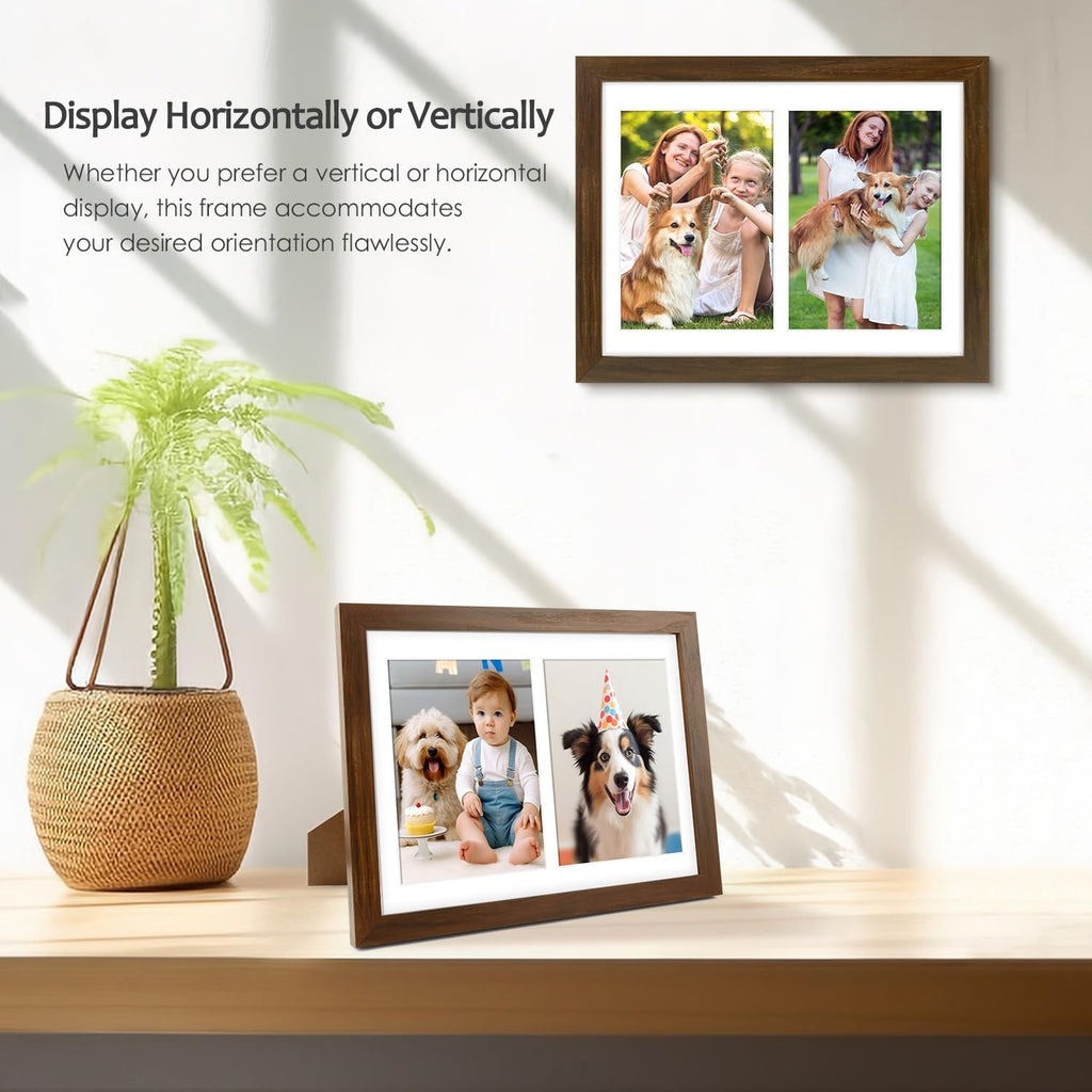 Golden State Art 8.5x11 Brown05 Wooden Picture Frame for 2-5x7 Photos