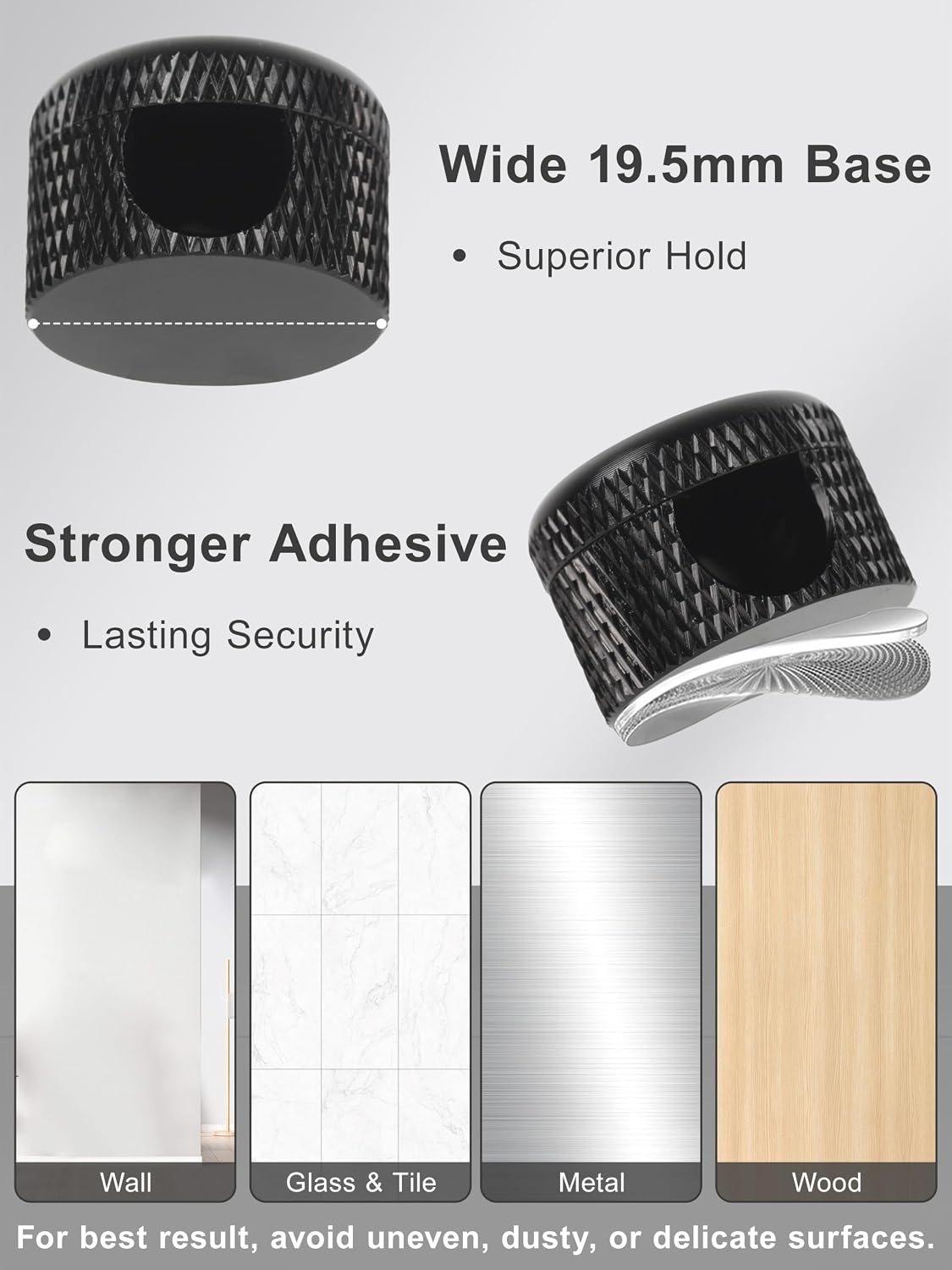 Black Aluminum Cable Clips for Desk 3 Pack, Upgraded Adhesive