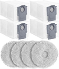 8Pack Replacement Parts Accessories Compatible for Roborock Qrevo Series, Saros 10R,Qrevo Curv,Qrevo Edge,Qrevo Edge S5A,QV 35A,Qrevo S5V Robot Vacuum,Spare Accessories Kit with 4 Dust Bags,4 Mop Pads
