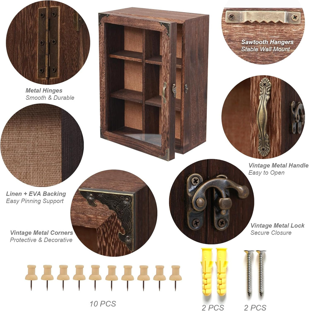 Shadow Box Frame 12x16, 4.7" Overall Depth, Display Case with Removable Shelves & 6 Compartments, Large Memory Box for Photos, Keepsakes, Wedding, Collectibles