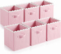 Yalikop 6 Pcs Pink Scalloped Cube Storage Bins 11 Inch Fabric Basket