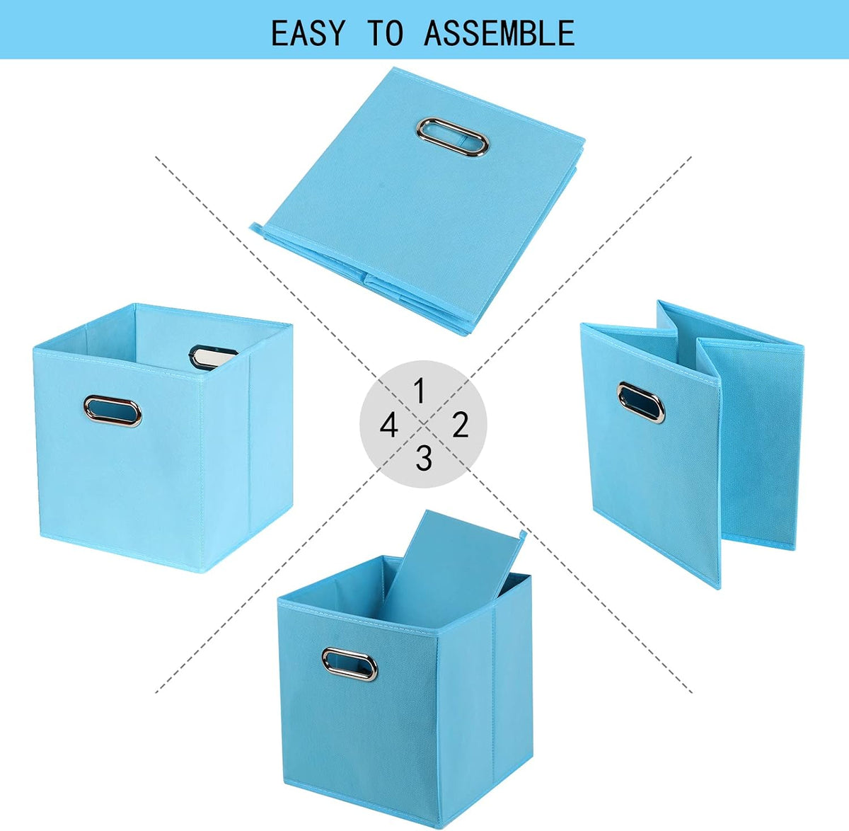 Fabric Storage Bins Cubes, Foldable Storage Cubes Bins Organizer Baskets with Dual Handles for Home Container Set of 2,(Blue)