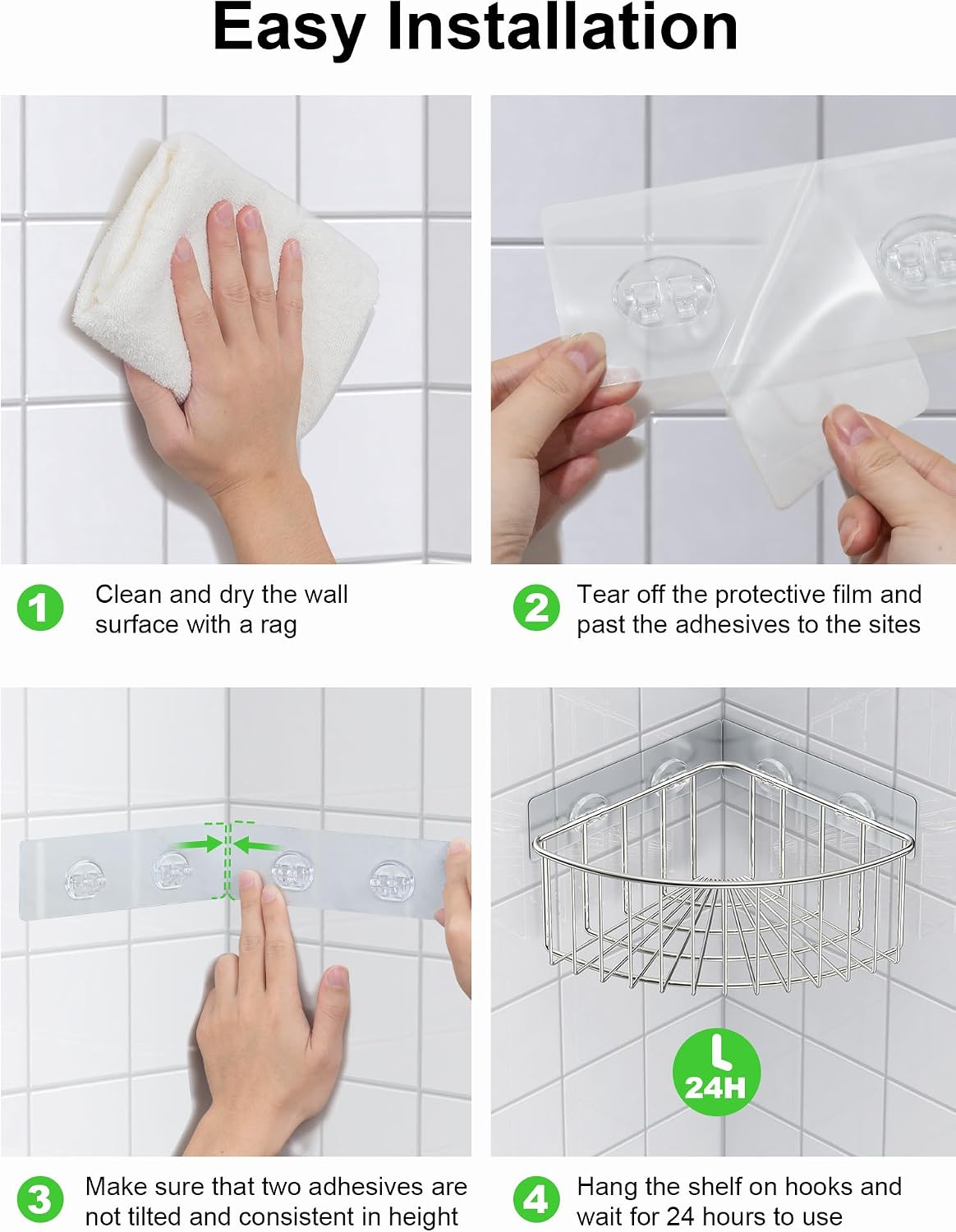 SMARTAKE 2-Pack Corner Shower Caddy Deep Basket, SUS304 Stainless Steel