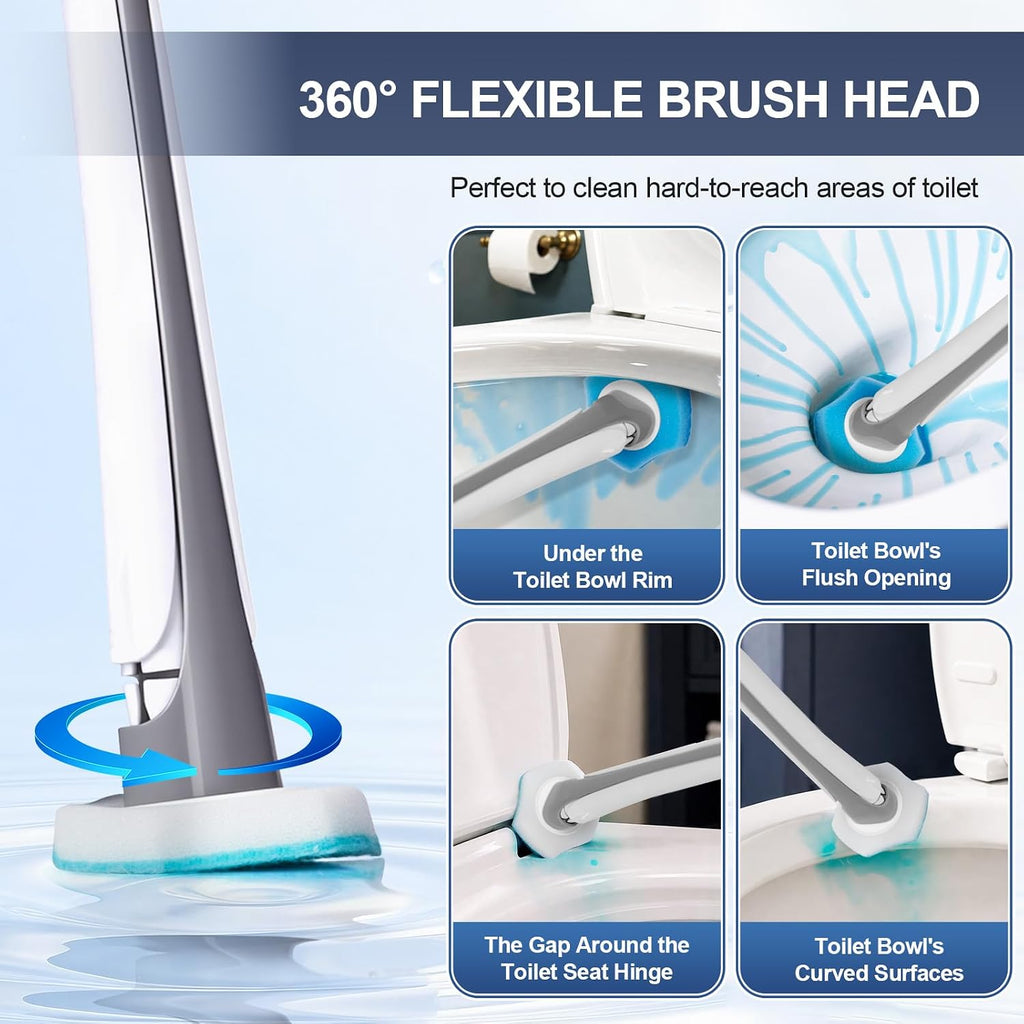 BOOMJOY Disposable Toilet Brush with 32 Toilet Bowl Cleaners Wand Refills