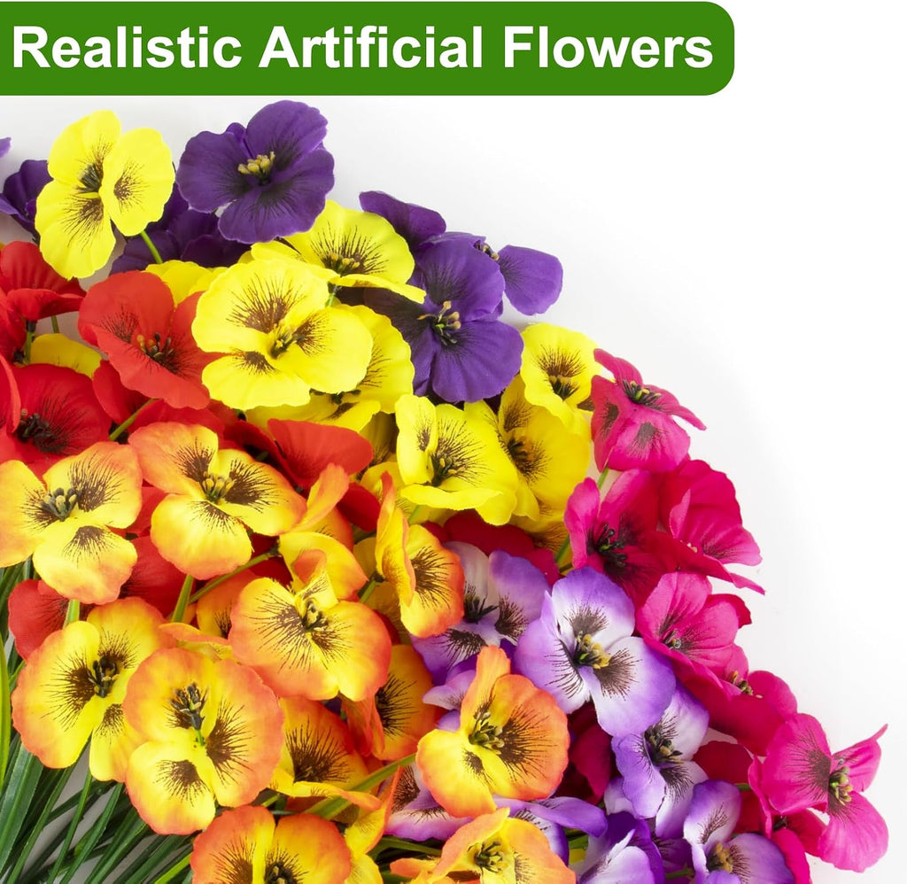 18 Bundles Artificial Flowers for Outdoors Faux Silk Flower UV Resistant