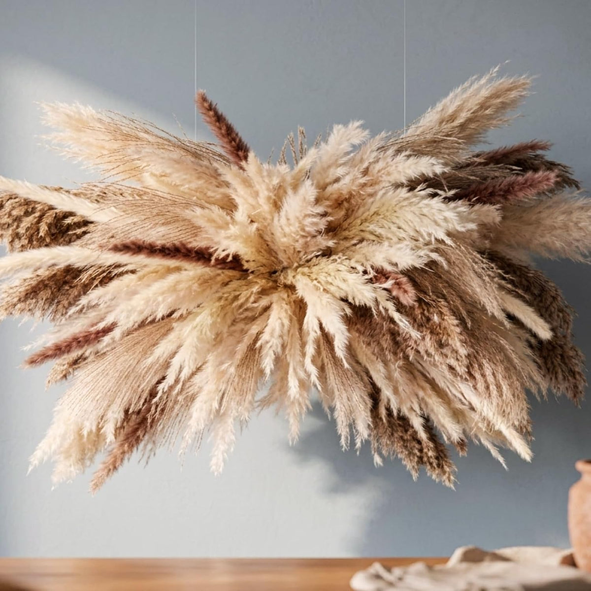 91PCS Natural Pampas Grass Wall Decor Kit, 35" DIY Boho Dried Flower Decor