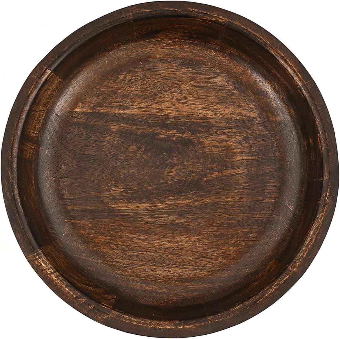 Salad Bowl Mango Wood Handcrafted Round Wooden Bowl for Salad, Vegetables & Decorative Centerpiece – Elegant Rustic Kitchen & Dining Table Décor (10" X 10" X 2.5")
