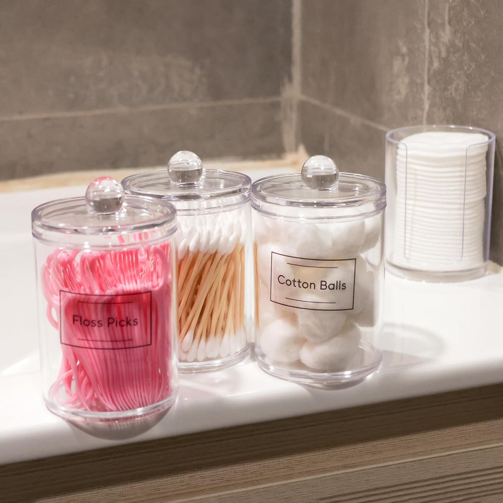 1 Pcs Acrylic Qtip Holder Dispenser,Canisters Apothecary Jar Set,12 oz