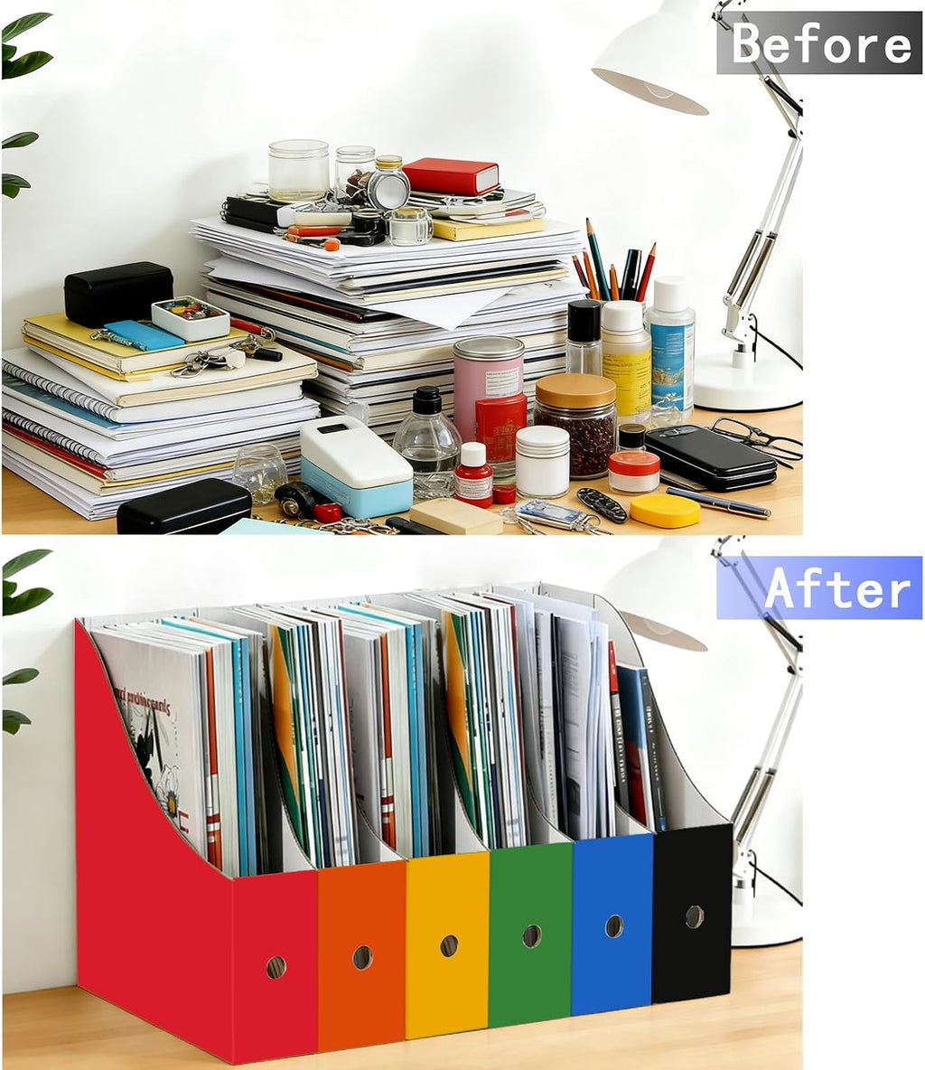 Limitliho 2 Pack Red Cardboard Magazine Holder for Desk or Shelves