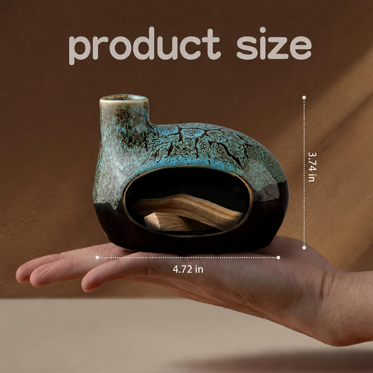 Handcrafted Ceramic Palo Santo Holder – Artistic Incense Burner for Meditation, Mindfulness and Zen Home Decor – Wabi-Sabi Style Cone Sculpture, Gift for Yoga, Relaxation & Aromatherapy (Viridis)