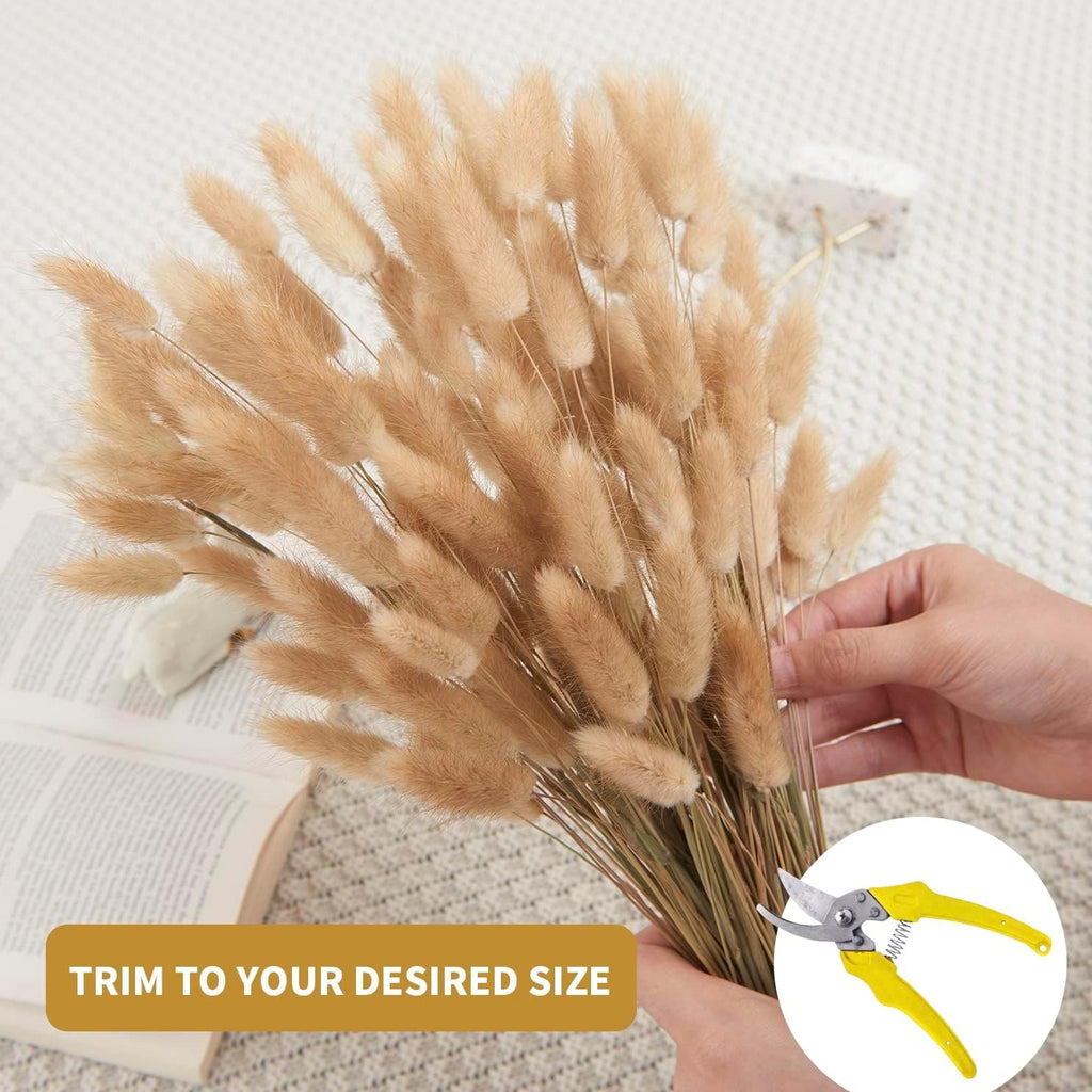 120pcs 17" Bunny Tails Dried Flowers Brown Pampas Grass Natural Rabbit Tail Grass Dry Floral Arrangement for Boho Wedding Decor,Baby Birthday Party
