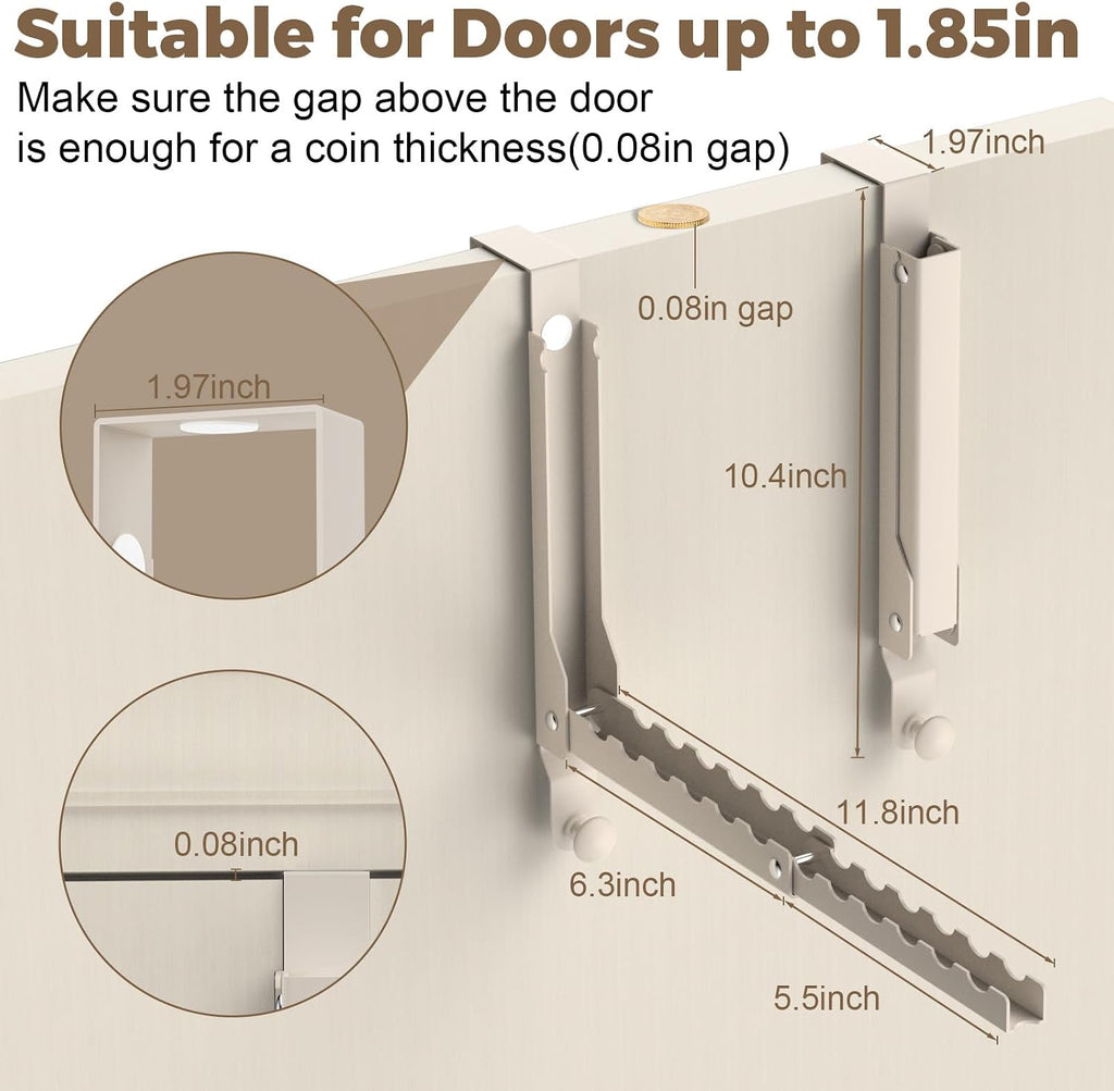 Over The Door Hooks for Clothes Hanger,Foldable Over The Door Clothes Drying Rack Collapsible,Space Saving Drying Rack Clothes for Dorm Laundry Room Bathroom Closets