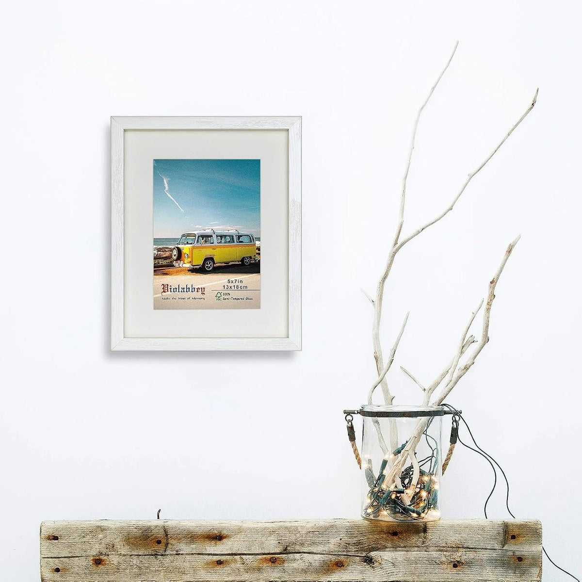 VIOLABBEY 8x10 Picture Frame Creamy White Set of 2, Shadow Bow