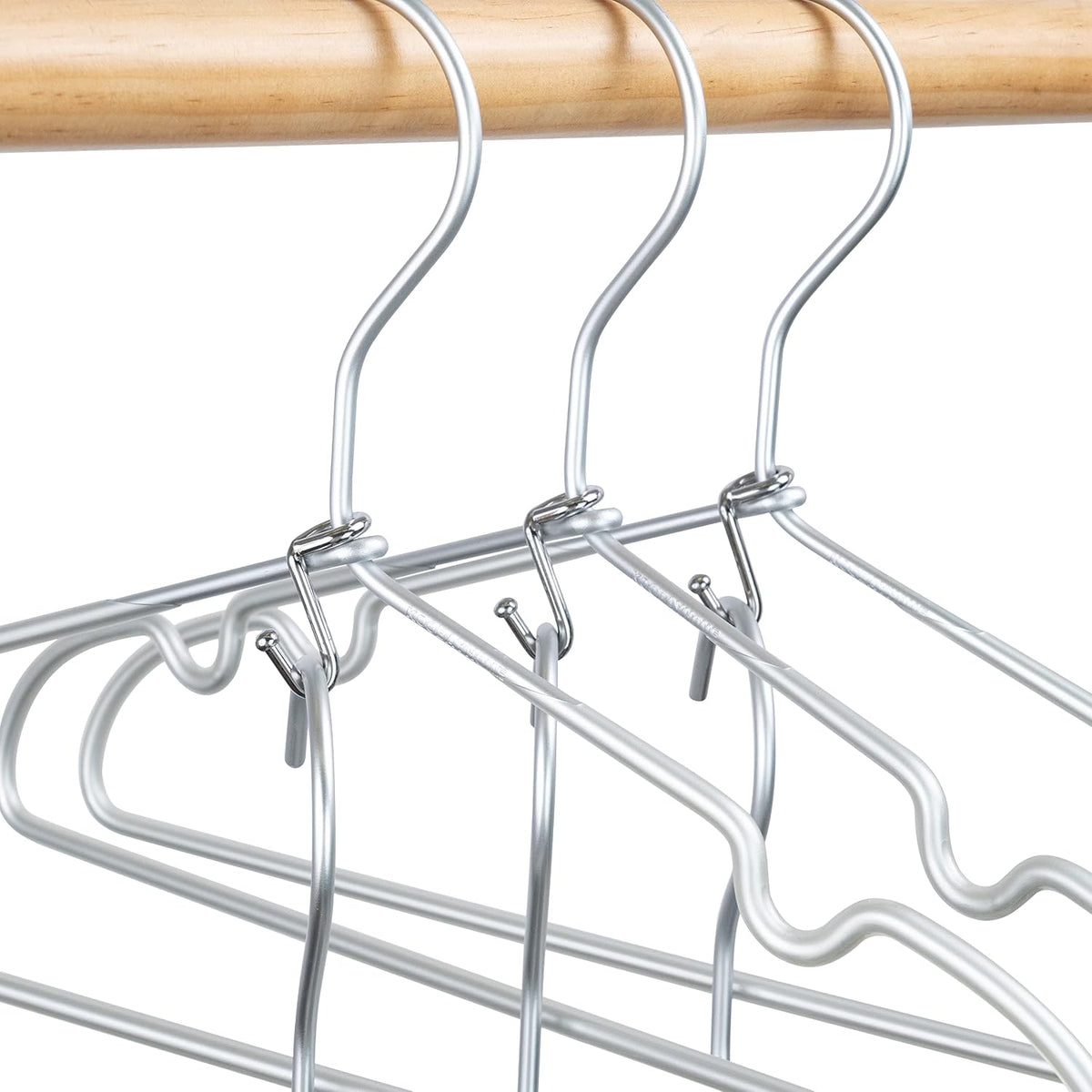 Clothes Hanger Connector Hooks, 36PCS, Clothes Hanger Organizer Mini Space Saving Extender Cascading Connection Hooks for Wooden Metal Plastic Hangers (Silver)