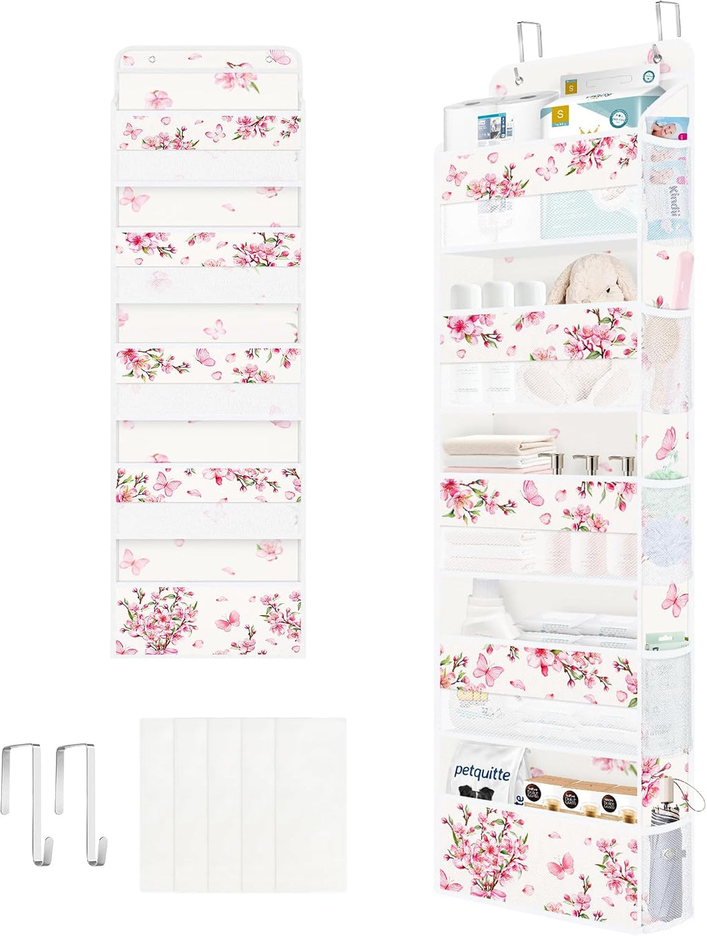 Clastyle Over the Door Organizer Diaper Toy Nursery Hanging Shelf, Flower