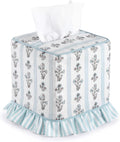 Grandmillennial Floral Ruffle Tissue Box Cover Block Printed