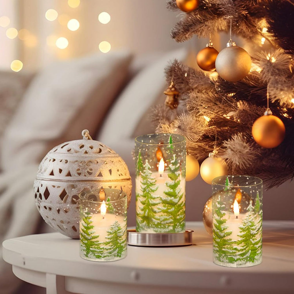 Eldnacele Christmas Tree Flameless Candles Glass with Remote and Timer