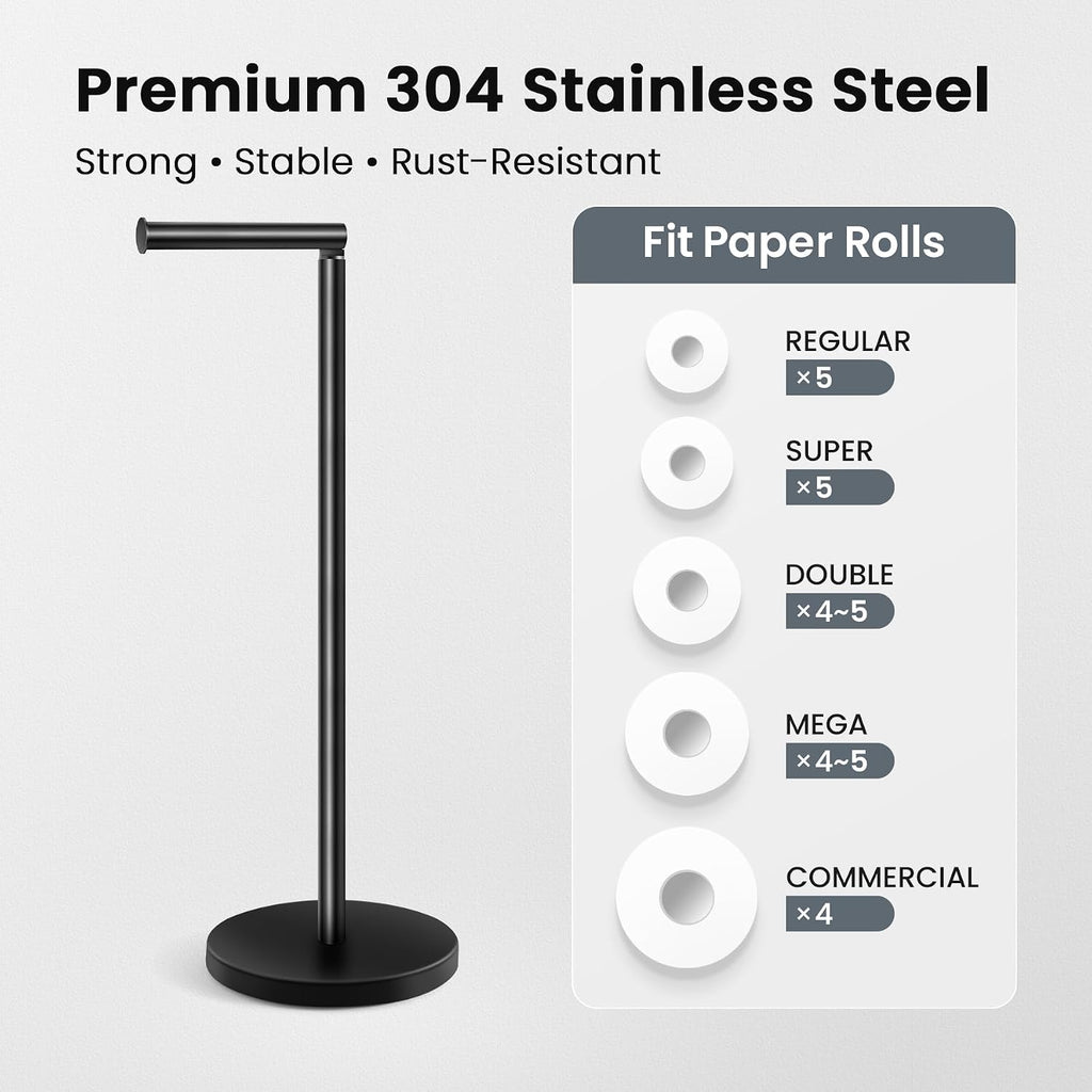 Cesun Free Standing Toilet Paper Holder Stand with Weighted Base, Black