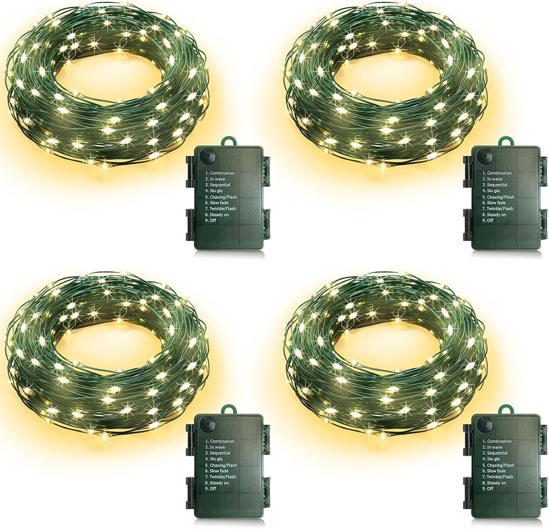 4 Pack Fairy String Lights Battery Operated Auto Timer