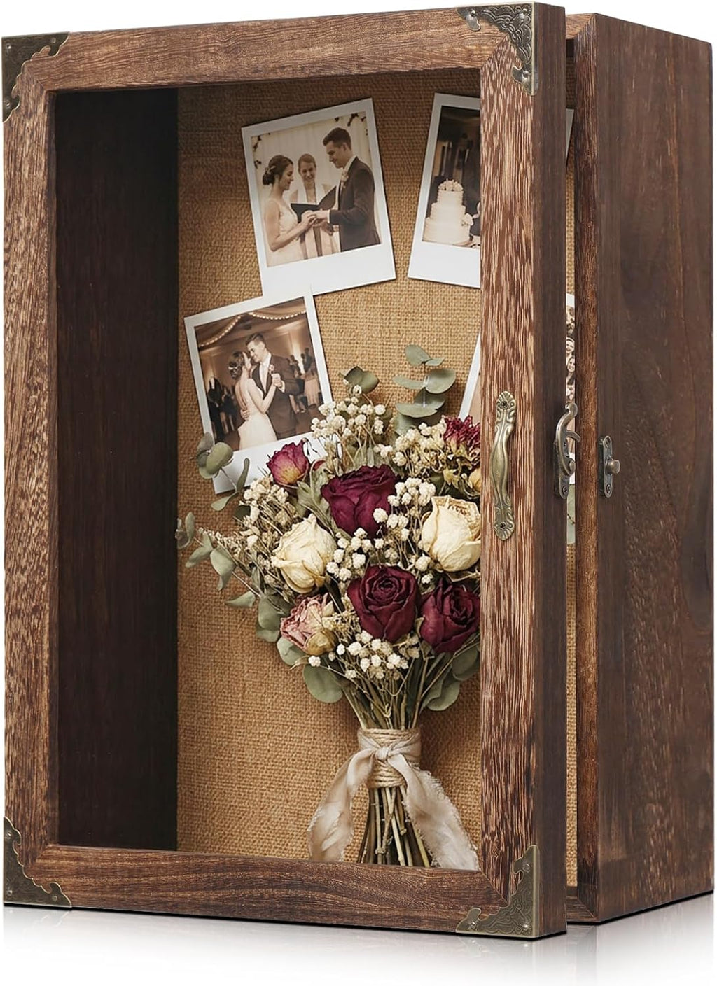 Shadow Box Frame 12x16, 4.7" Overall Depth, Display Case with Removable Shelves & 6 Compartments, Large Memory Box for Photos, Keepsakes, Wedding, Collectibles