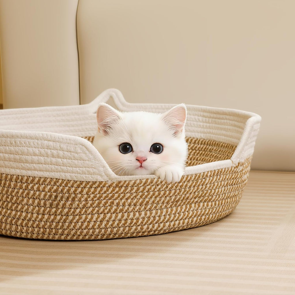 Cat Basket Cotton Rope Cat Toy Basket Instinct Baskets Handwoven Cats Bed