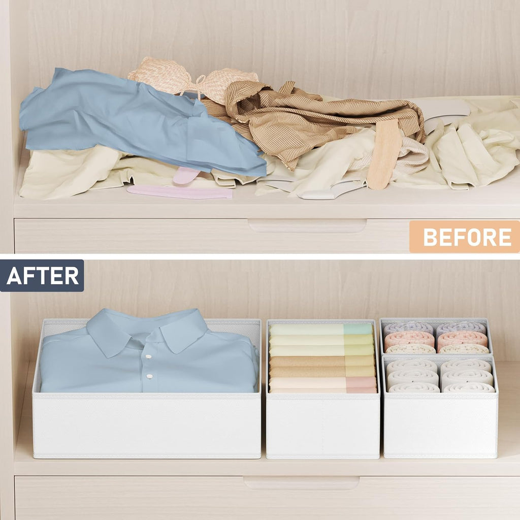 DIMJ Drawer Organizer Clothes, 24 Pack Dresser Organizer, Foldable Closet Organizers and Storage, Fabric Dresser Drawer Organizers, Drawer Dividers for Nursery, Baby Clothes, Underwears, Sock