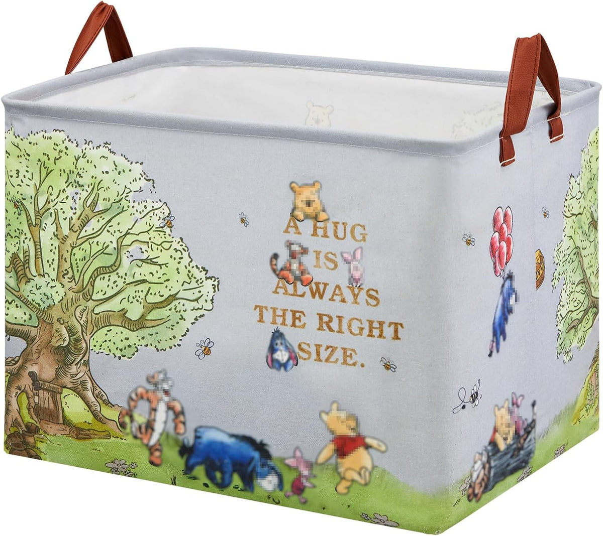 Bear Nursery Decor Storage Basket Foldable With Waterproof PE Coating, Square Large Canvas Laundry Hamper,Diaper Bag Baskets for Kids,Boys and Girls, Bathroom, Bedroom, Clothes,Toy Bin(grey)