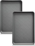 PetLike Boot Tray for Entryway Indoor, Pet Food Mat, 23 x 15.5 inch 2 Packs, Waterproof Rubber Shoe Tray for Indoor and Outdoor, Multi-Purpose Trays for Boots, Shoes, Pets, Garden