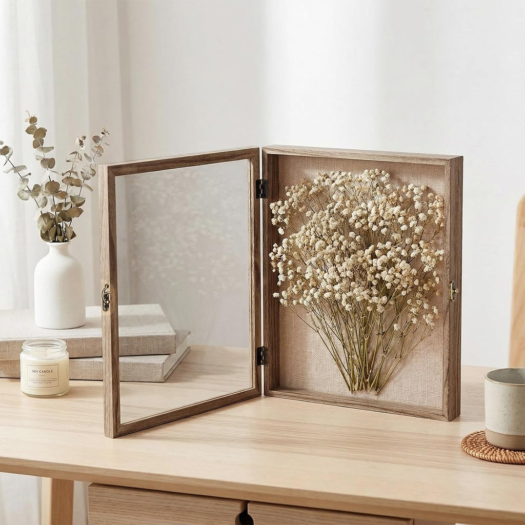13×16 Shadow Box Frame, Linen Back, Glass Door, Hinge Display Case