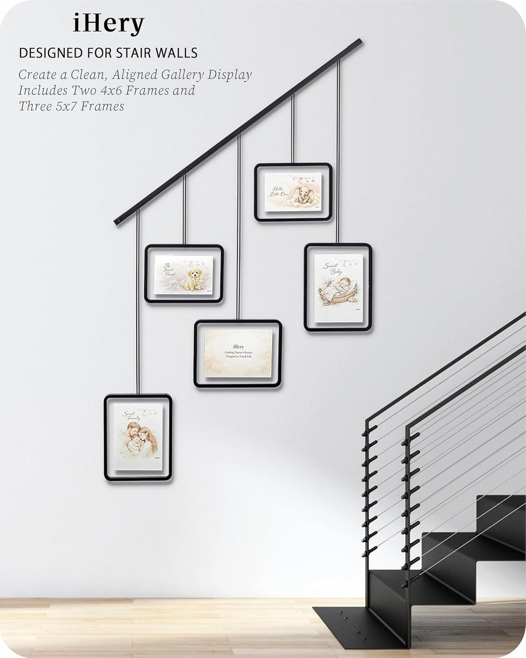 iHery ALIGN Magnetic Hanging Picture Frame Gallery Wall System Set of 5