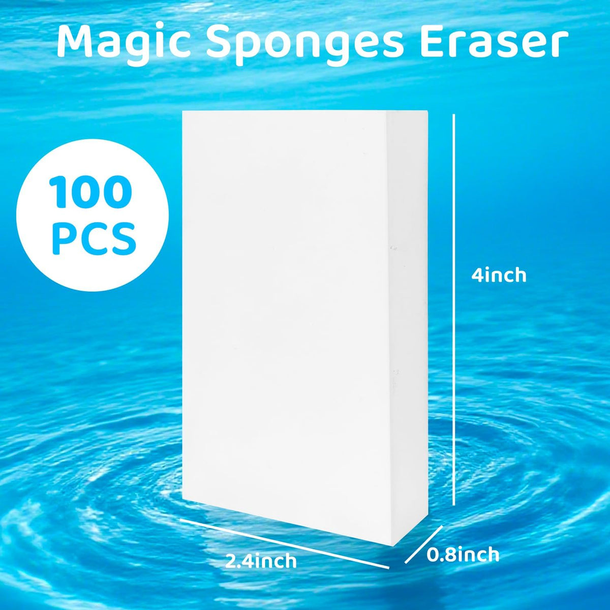 100 Pack Magic Sponge Eraser Bulk - Extra Thick & Long Lasting Melamine Cleaning Sponges, Multi-Surface Power Scrubber Foam Pads for Bathroom, Bathtub, Floor, Baseboard, Wall Cleaner