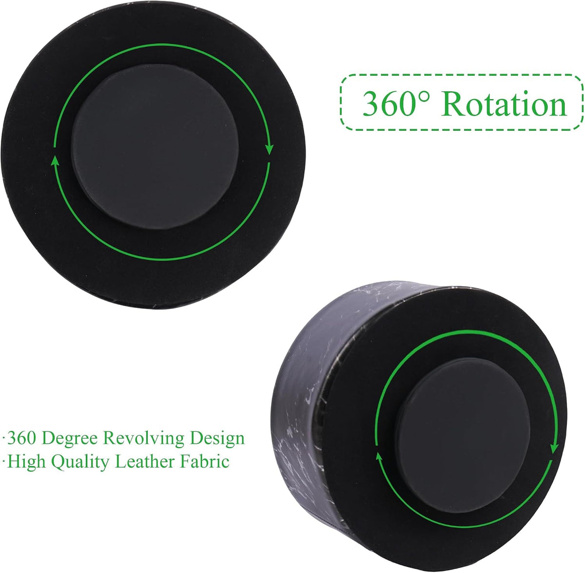 Remote Control Holder, 360°Spinning PU Leather Desk TV Remote Caddy,Desk Storage Box Room Accessories for Controller, Media,Mail,Calculator, Mobile Phone,Pencil(1-Big Marble Black)