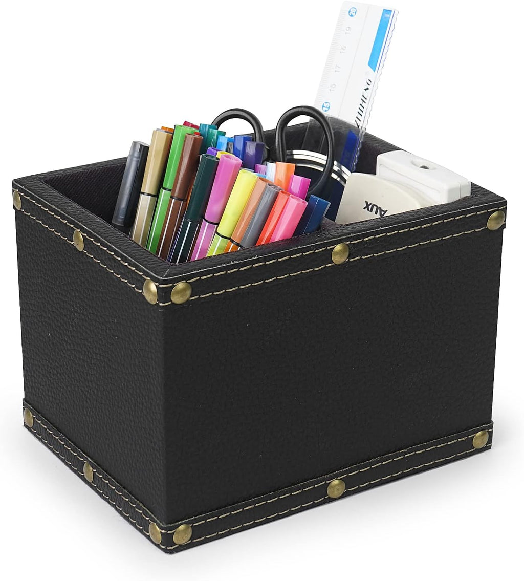 DreamsEden 2 Slots Wood Remote Control Holder Storage Box (Black)