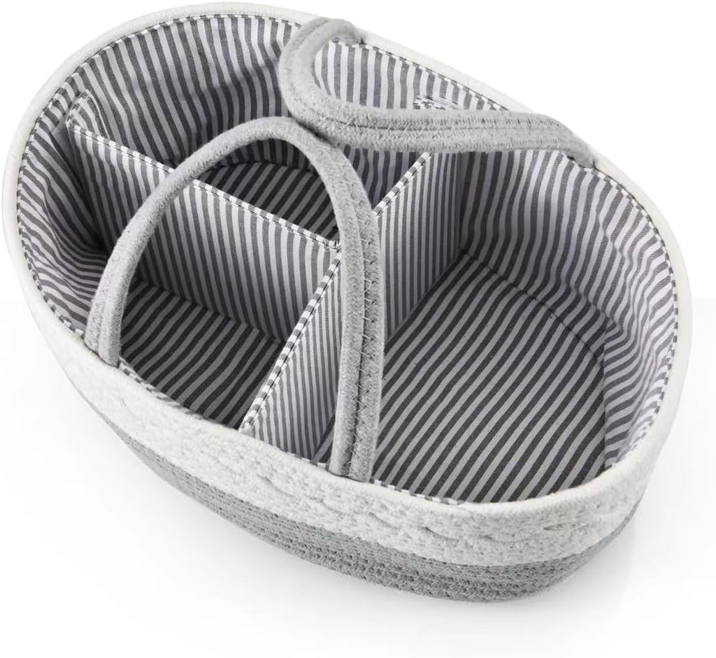 PandaEar Baby Diaper Caddy Organizer for Boys Girls, Portable Baby Diaper Basket, Travel Cotton Rope Diaper Caddy Change Organizer for Baby Shower Gifts Newborn Infants