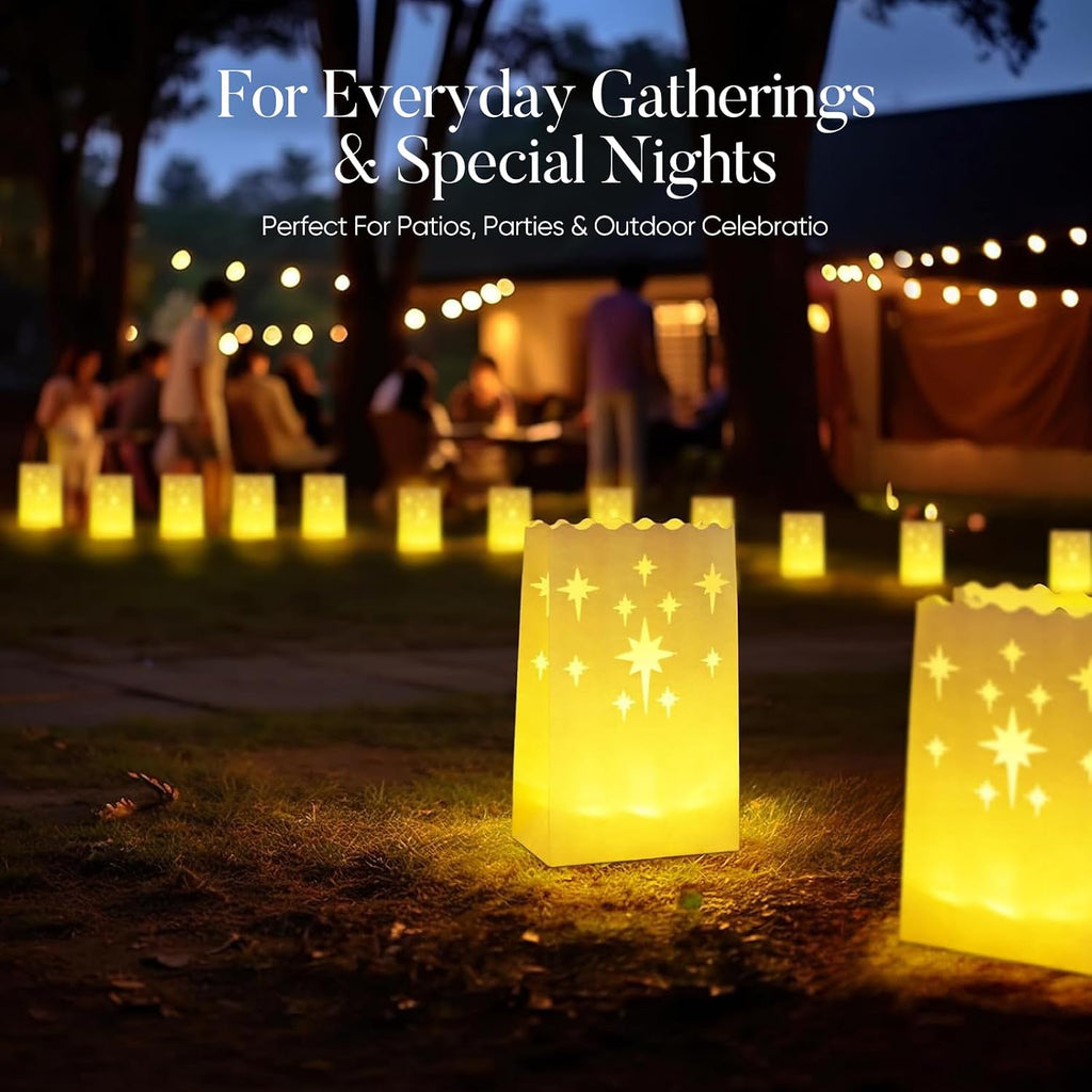 Homemory Christmas 24 Pack Luminary Bags with Flameless LED Tealights