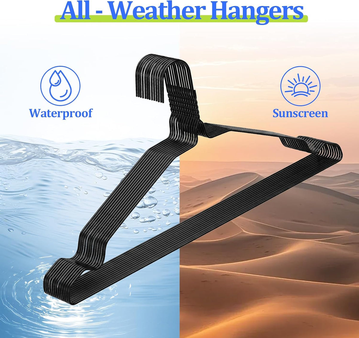 Space Saving Metal Wire Clothes Hangers, 100 Pack, 17 Inch, Black