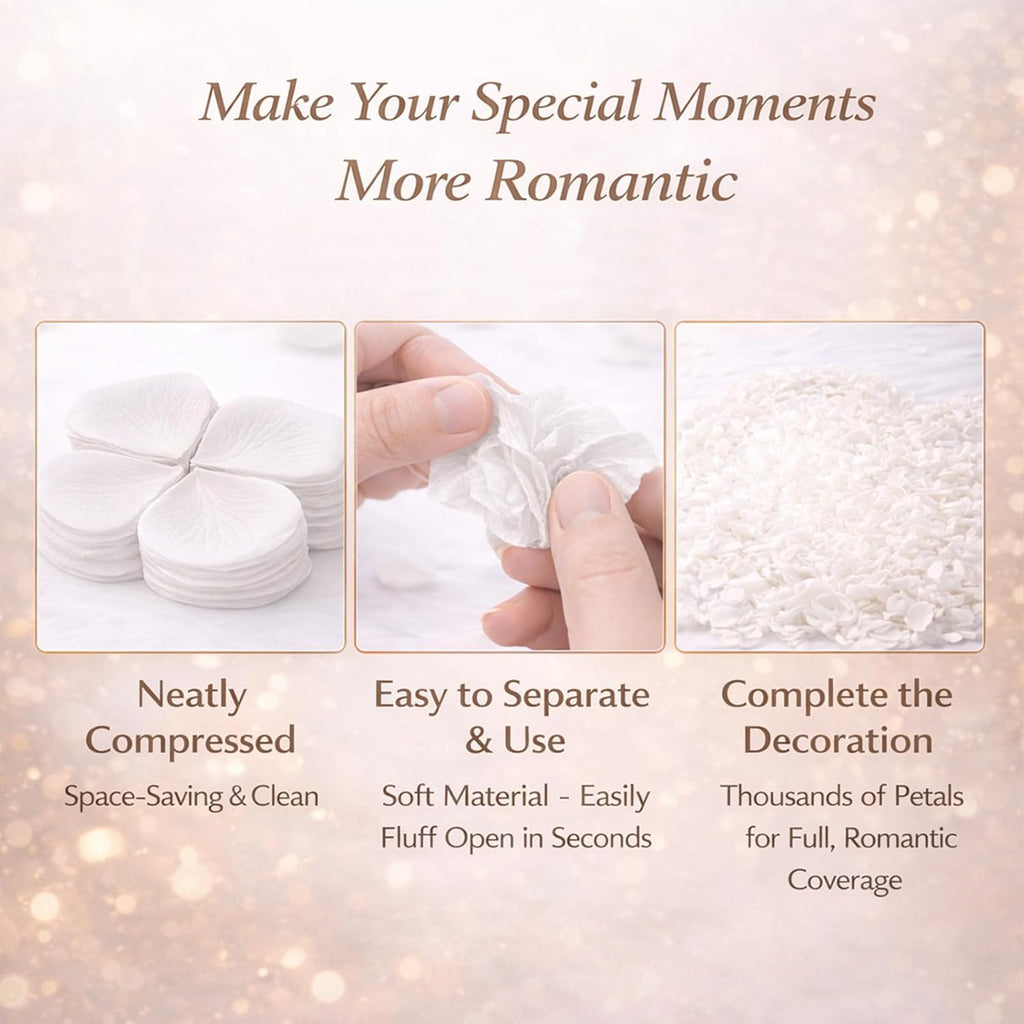 3000 Pcs White Rose Petals Artificial Flowers Silk Petals Table Scatters for Romantic Special Night Decorations, Weddings, Valentine's Day, Proposals, Anniversaries, and Bridal Showers Party Decor